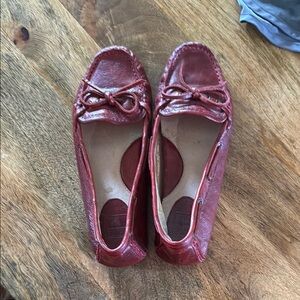 Frye Leather Red Reagan Campus Driver Moccasins